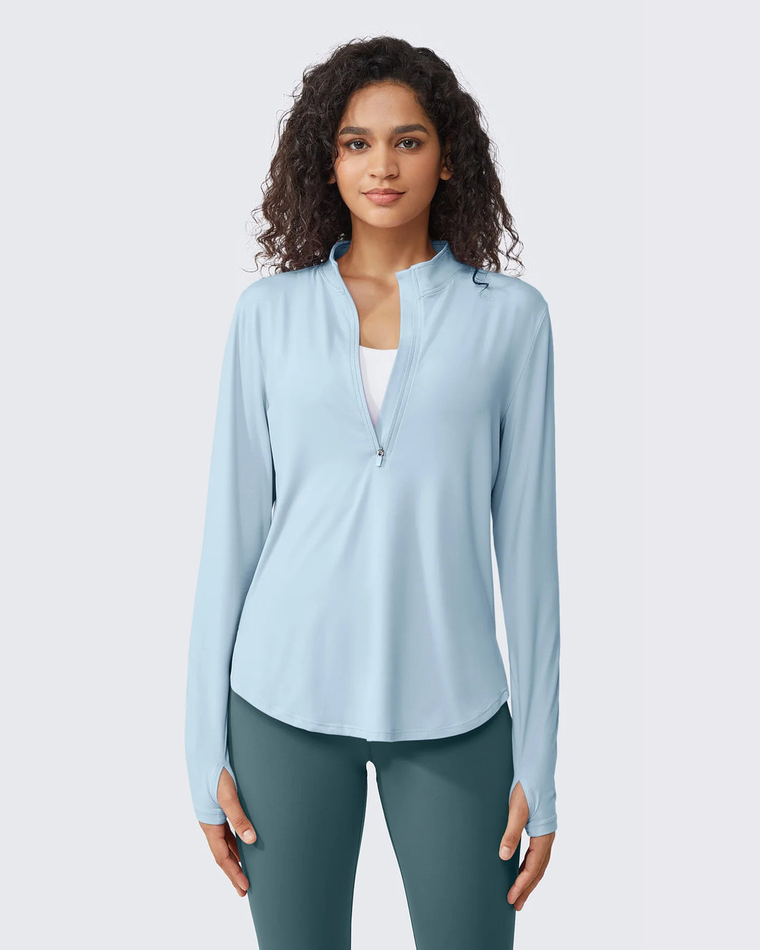 Sneldrogende High Neck Sun Workout Top | Halve Zip
