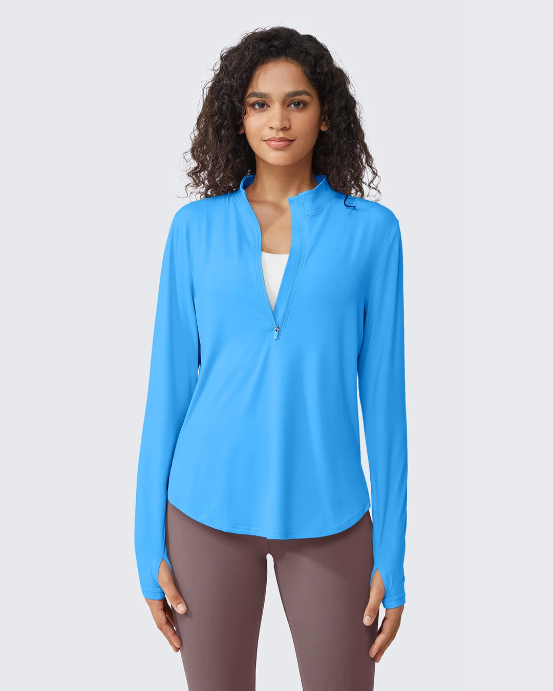 Sneldrogende High Neck Sun Workout Top | Halve Zip