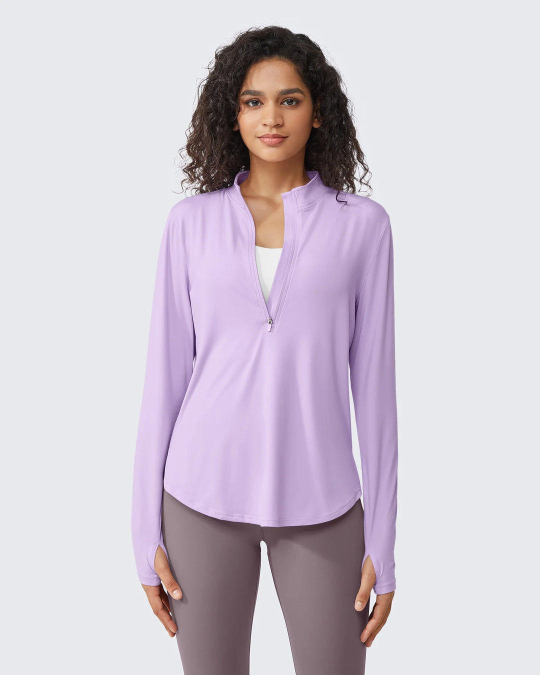 Sneldrogende High Neck Sun Workout Top | Halve Zip