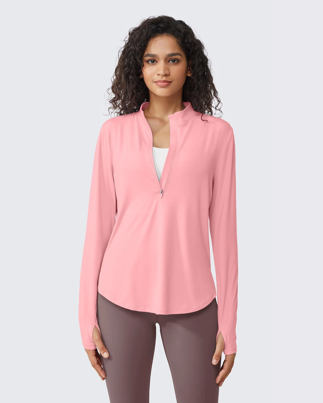 Sneldrogende High Neck Sun Workout Top | Halve Zip