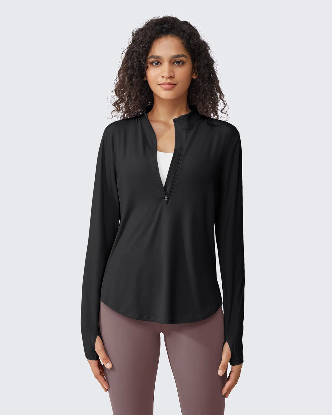 Sneldrogende High Neck Sun Workout Top | Halve Zip