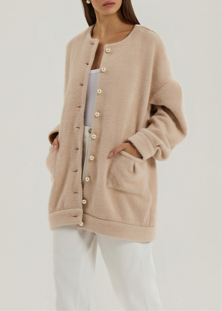 Corrine Cardigan Coat met Parelknopen | Blush