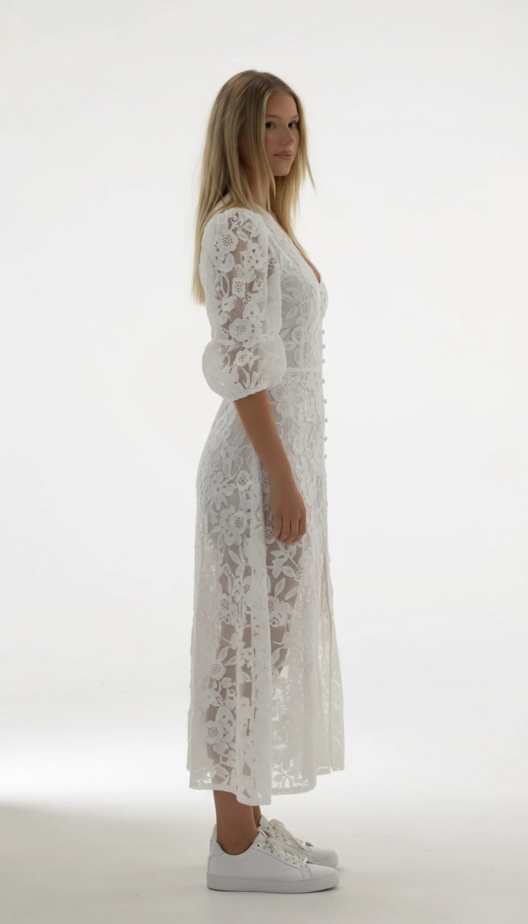 Sierra geborduurde katoenen zomerjurk