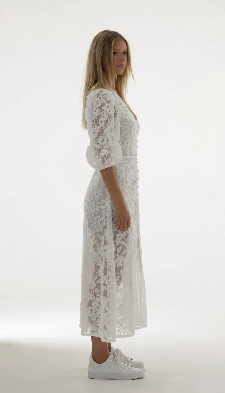 Sierra geborduurde katoenen zomerjurk