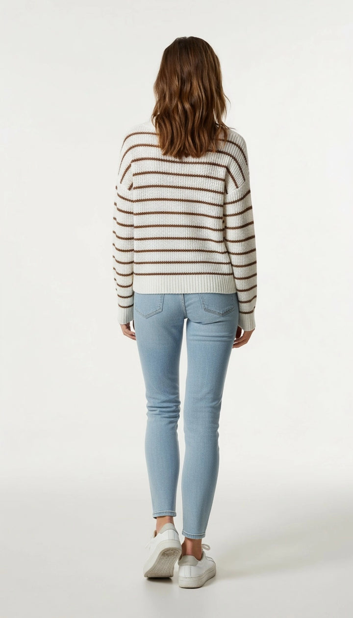 Luna - Gestreepte V-Hals Trui voor de Trendy Vrouw