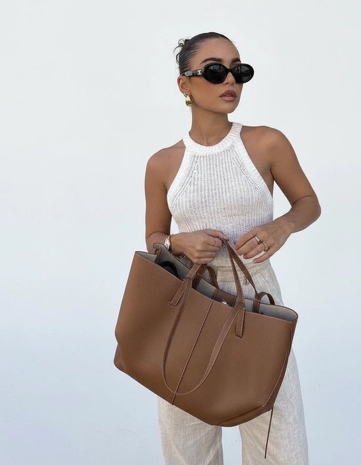 Noa - Stoere Vintage Leren Tote Bag