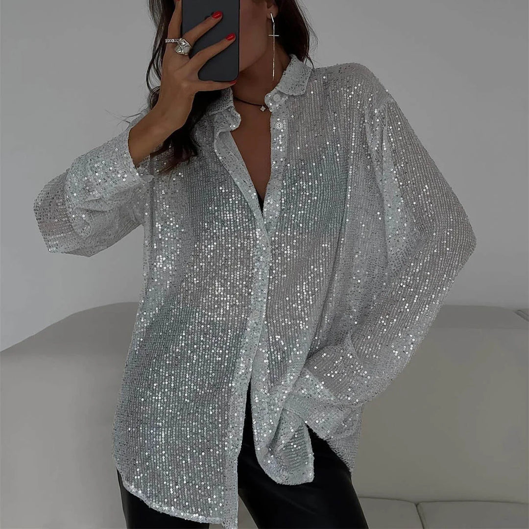 Jazara - Zilveren Paillettenblouse