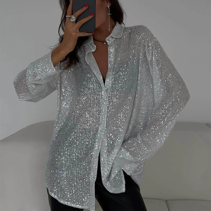 Jazara - Zilveren Paillettenblouse