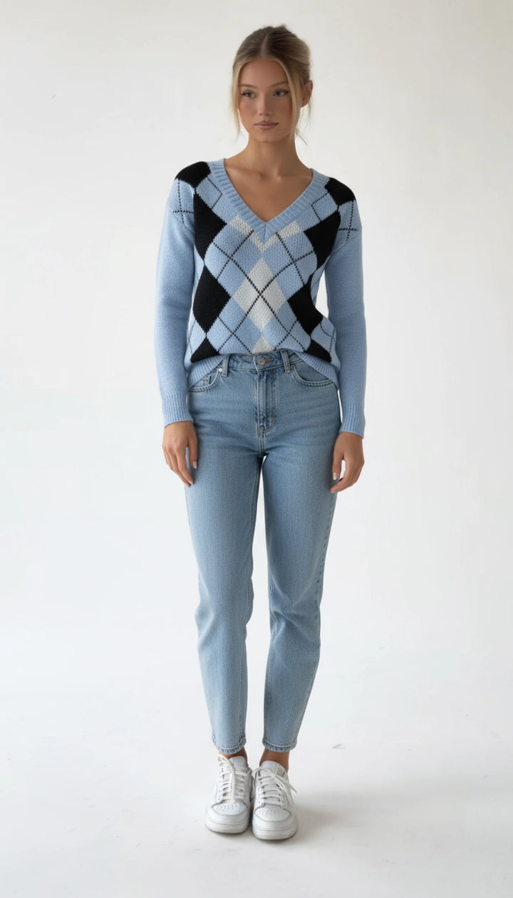 Lieve - Trendy V-Hals Gebreide Trui