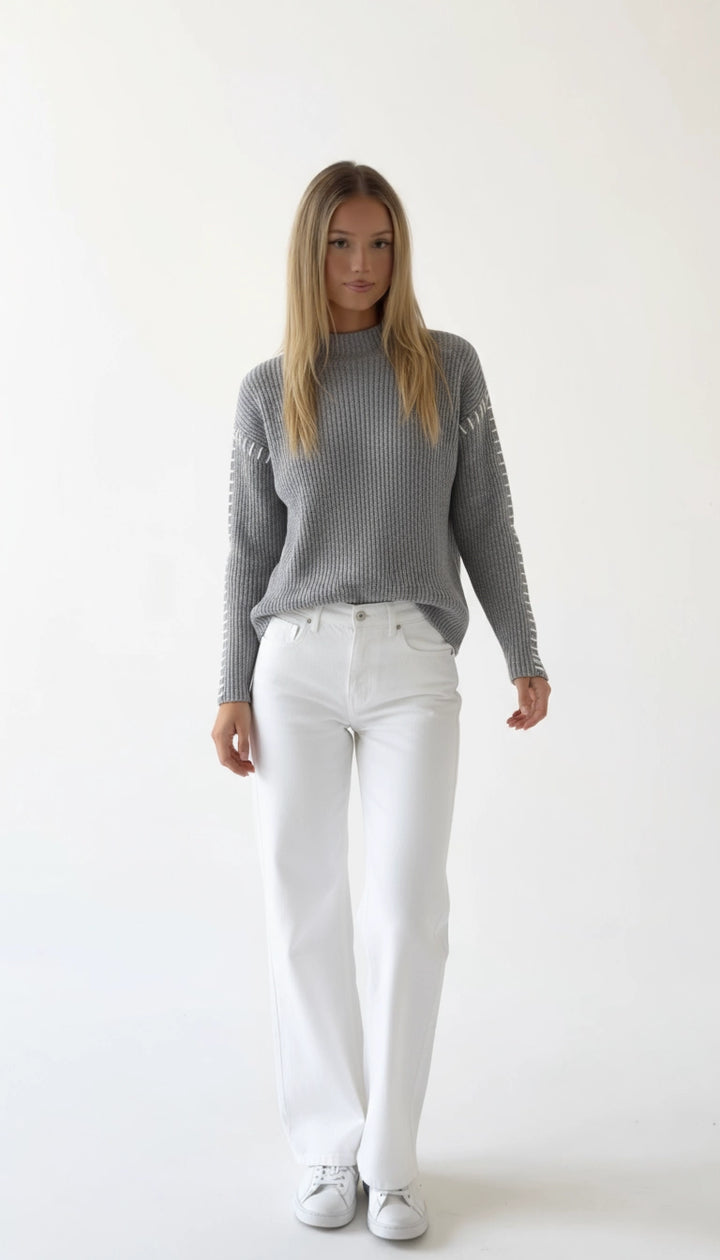 Irene - Pullover met Contraststiksels