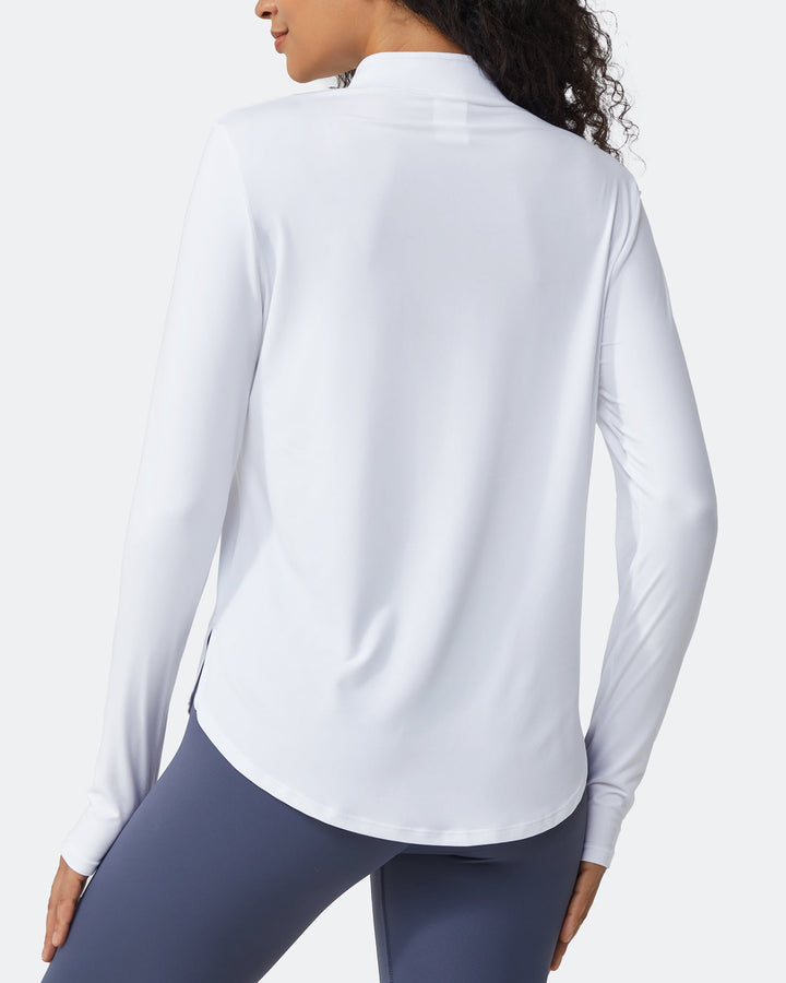 Sneldrogende High Neck Sun Workout Top | Halve Zip