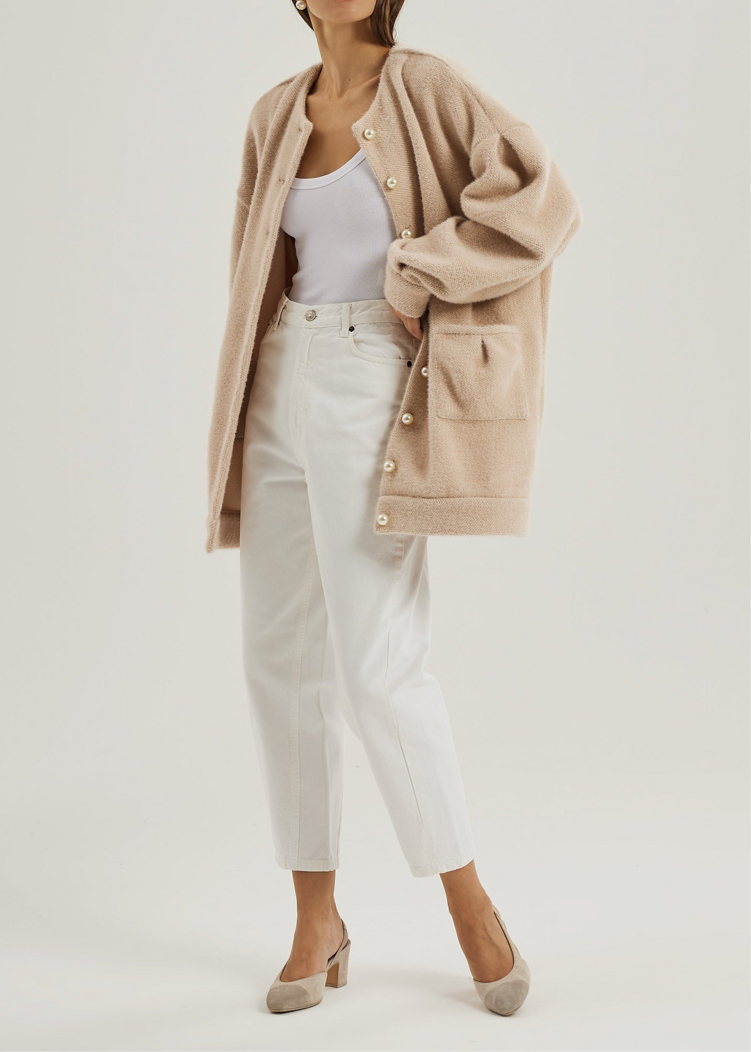 Corrine Cardigan Coat met Parelknopen | Blush