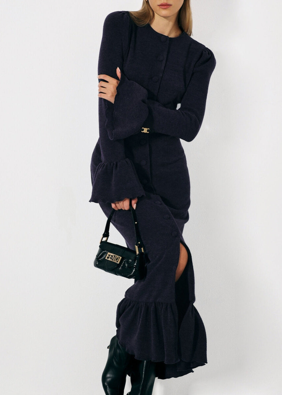 Mercier Peplum Jurk | Navy