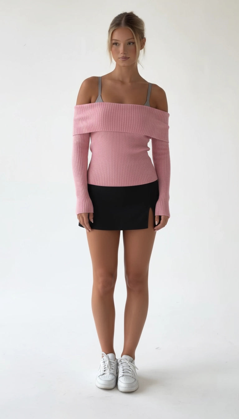 Elena - Off-Shoulder Gebreide Sweater