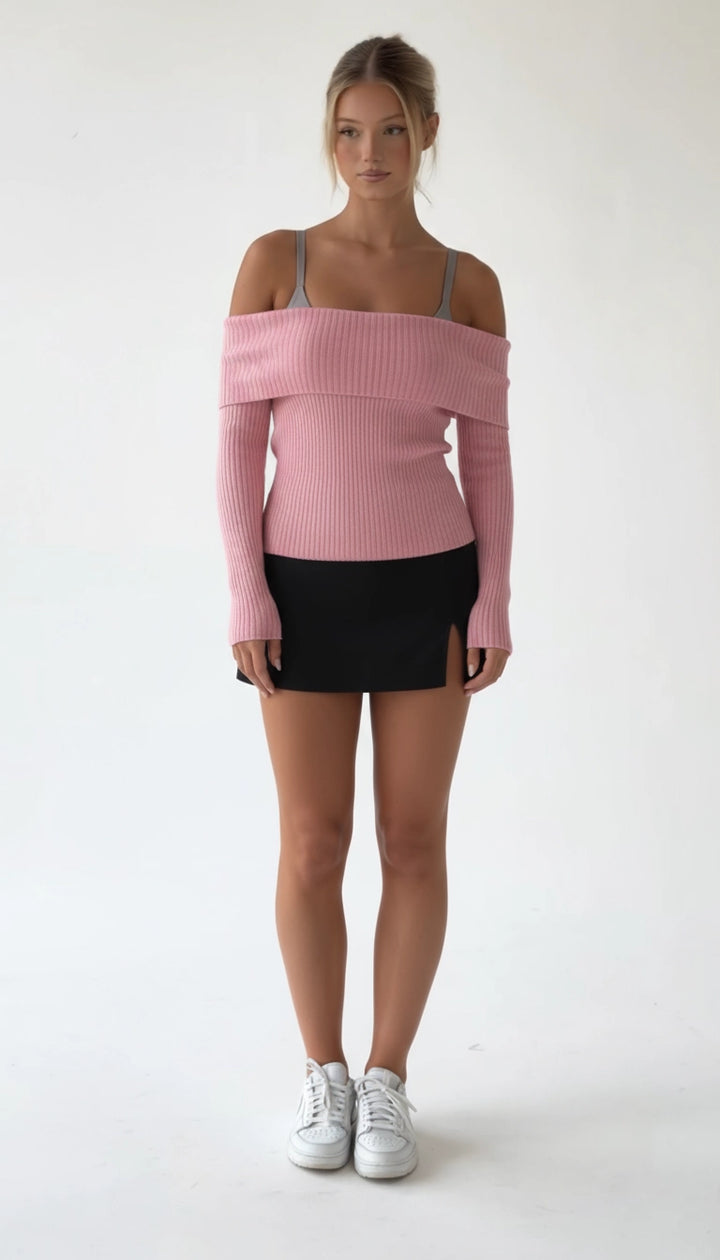 Elena - Off-Shoulder Gebreide Sweater
