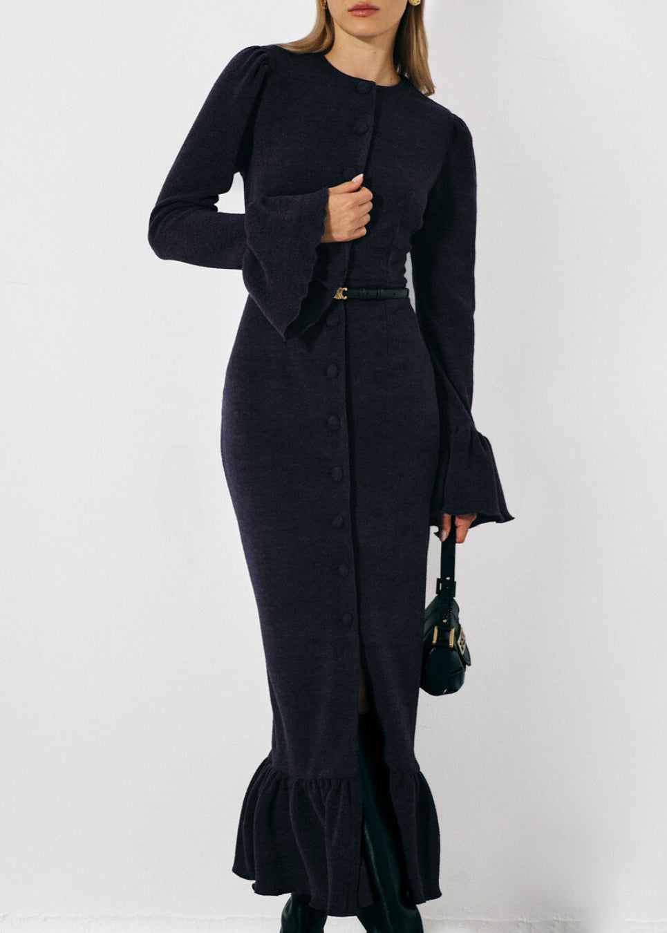 Mercier Peplum Jurk | Navy