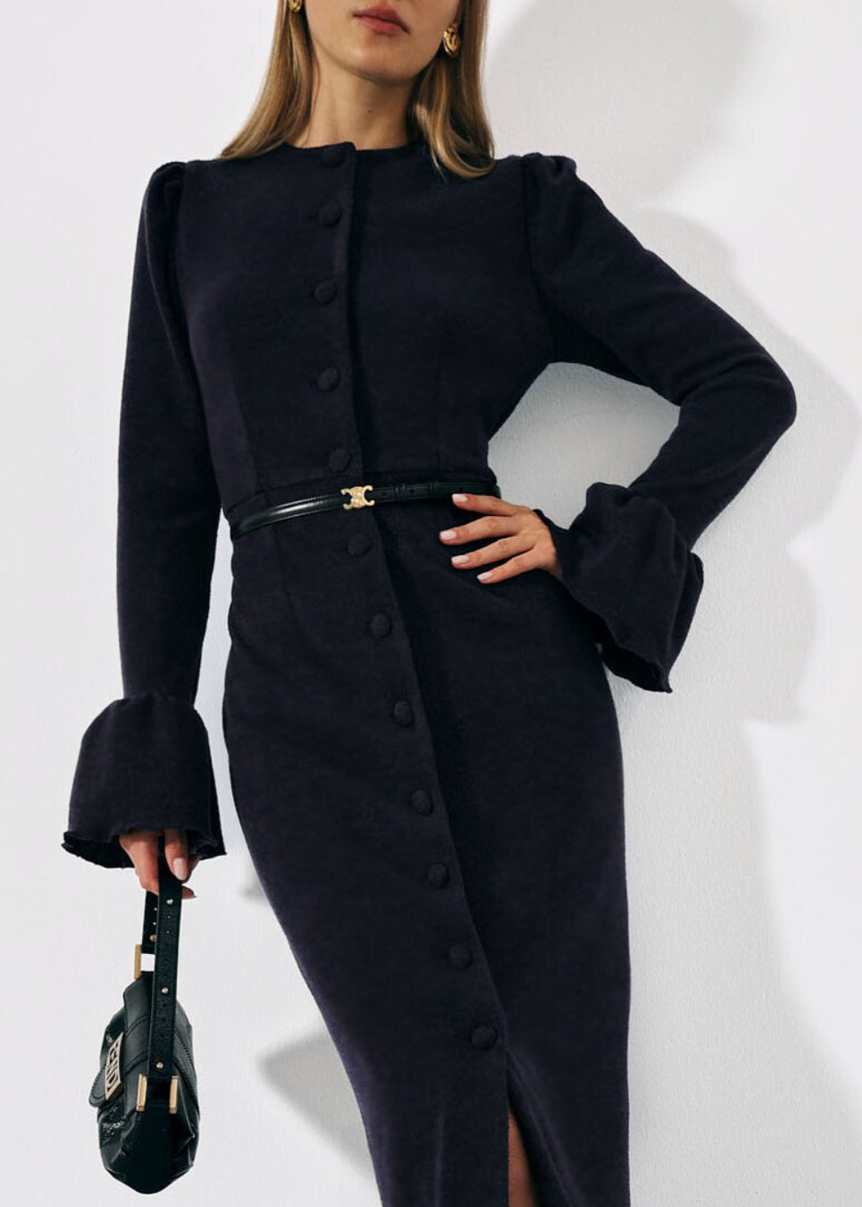 Mercier Peplum Jurk | Navy