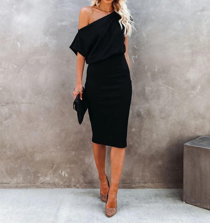 Ezbelle Women's 2025 Summer Dress Off The Shoulder Short Sleeve Ribbed Casual Party Bodycon Midi Dresses