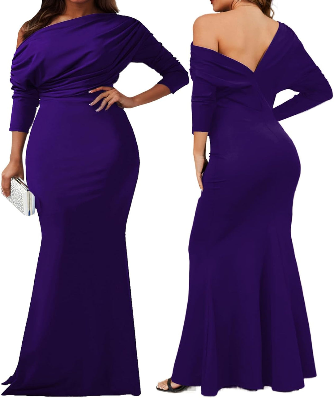Formal Dresses for Women Elegant Off Shoulder Evening Party Gowns Sexy Bodycon Ruched Prom Wedding Guest Dress