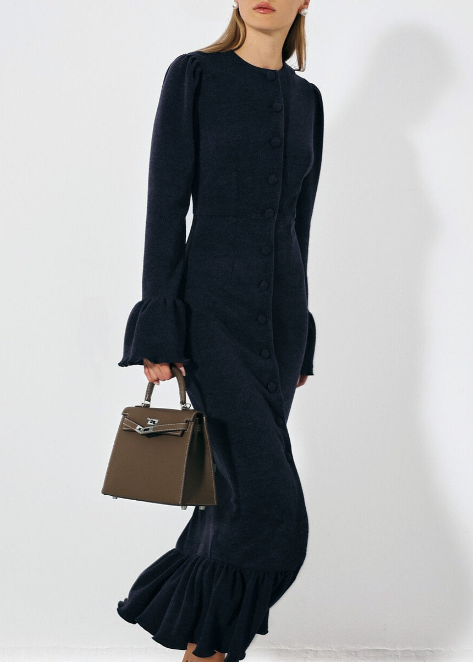 Mercier Peplum Jurk | Navy