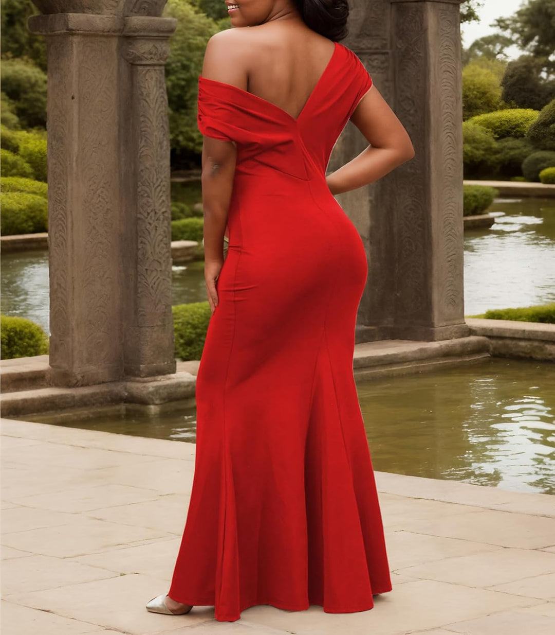 Formal Dresses for Women Elegant Off Shoulder Evening Party Gowns Sexy Bodycon Ruched Prom Wedding Guest Dress