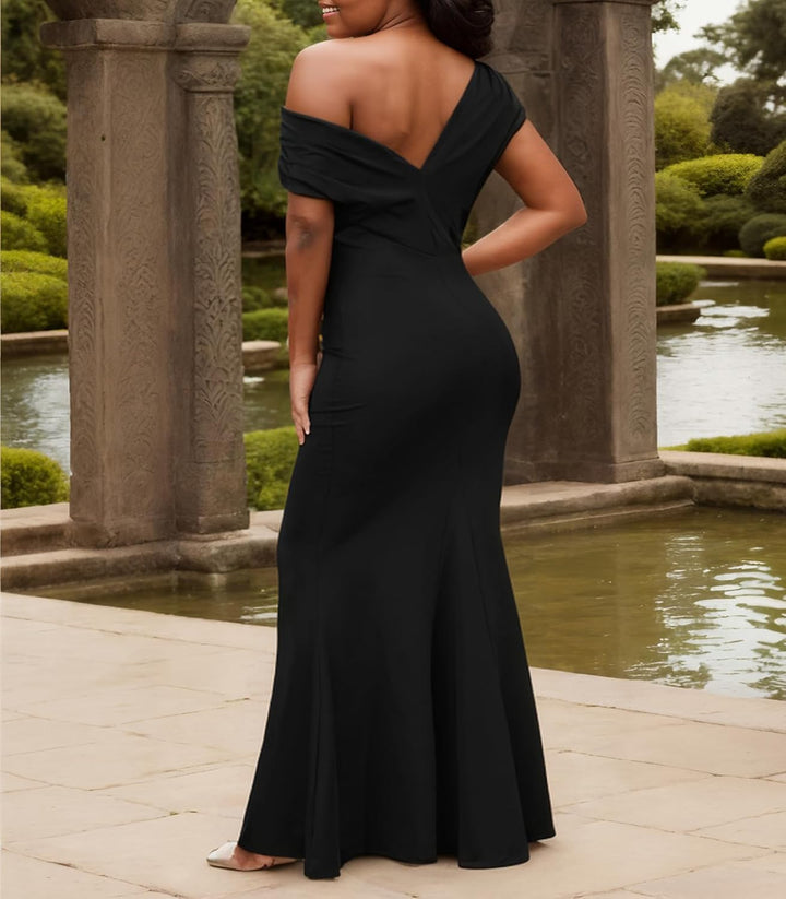 Formal Dresses for Women Elegant Off Shoulder Evening Party Gowns Sexy Bodycon Ruched Prom Wedding Guest Dress