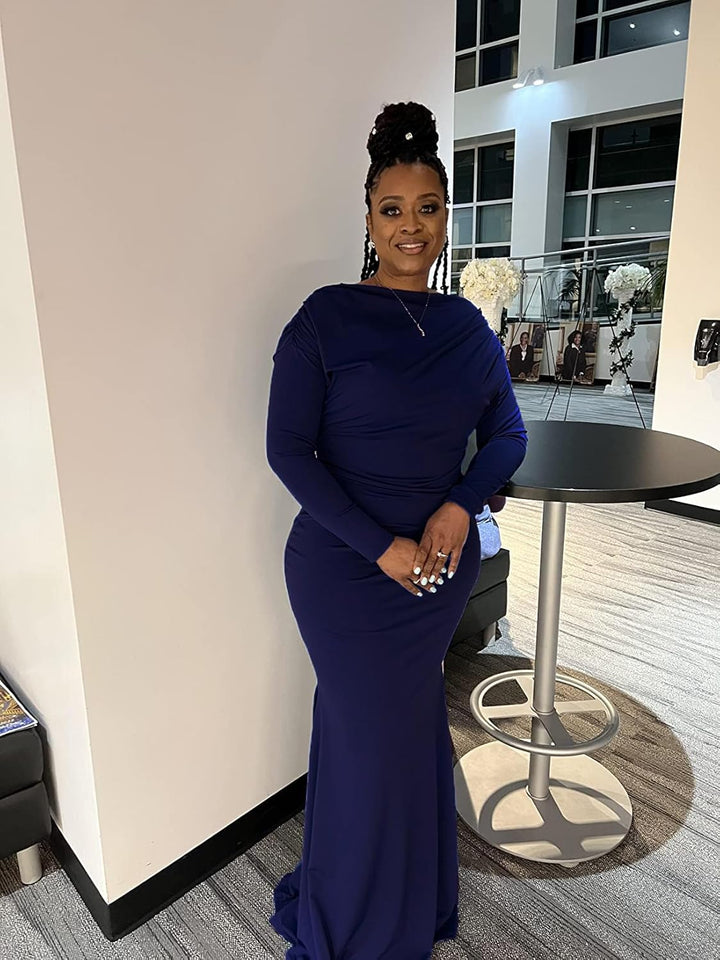 Formal Dresses for Women Elegant Off Shoulder Evening Party Gowns Sexy Bodycon Ruched Prom Wedding Guest Dress