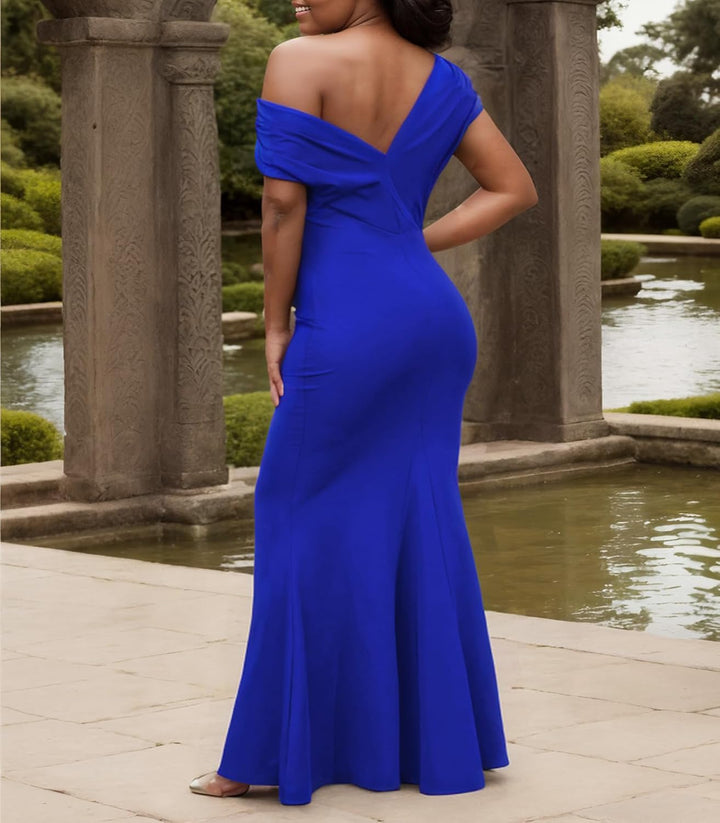 Formal Dresses for Women Elegant Off Shoulder Evening Party Gowns Sexy Bodycon Ruched Prom Wedding Guest Dress
