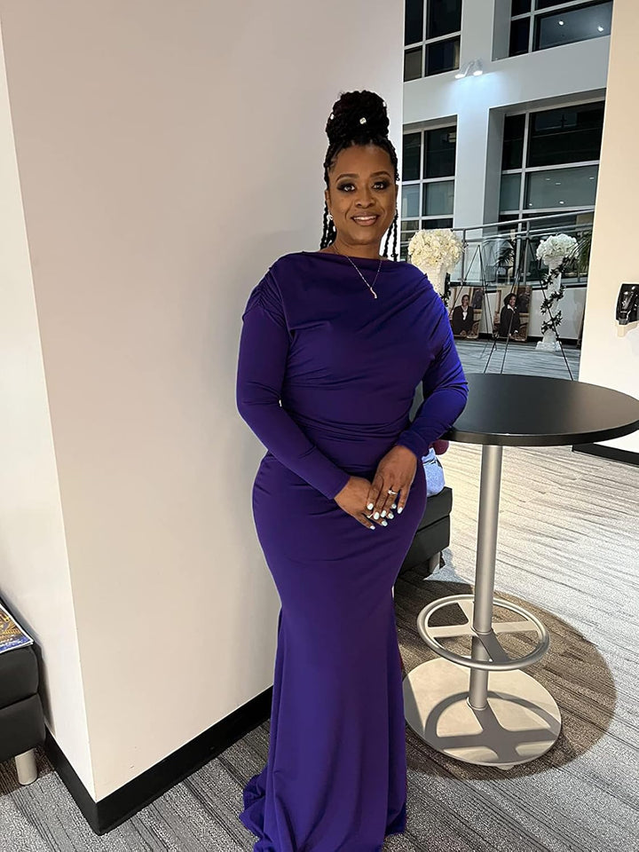 Formal Dresses for Women Elegant Off Shoulder Evening Party Gowns Sexy Bodycon Ruched Prom Wedding Guest Dress