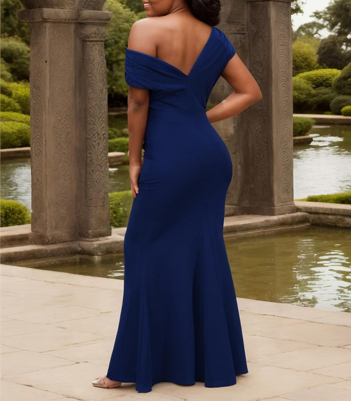 Formal Dresses for Women Elegant Off Shoulder Evening Party Gowns Sexy Bodycon Ruched Prom Wedding Guest Dress