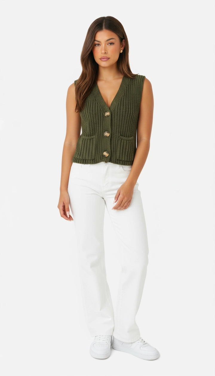 Lana - Mouwloos gebreid vest