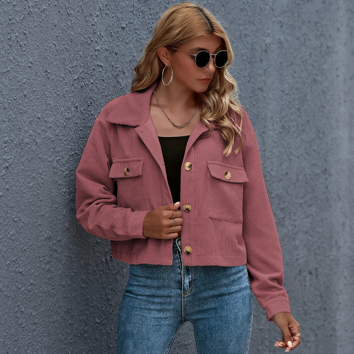 Livia - Modieuze Corduroy Jas