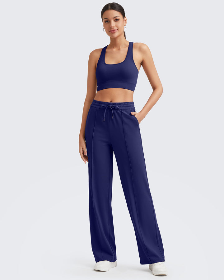 Loose Front Pleats Drawstring Casual Pants