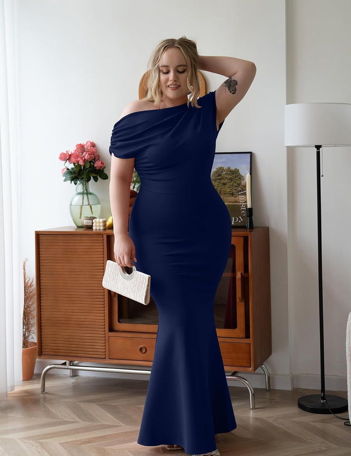 YMDUCH Women's Elegant Sleeveless Off Shoulder Bodycon Long Formal Party Evening Dress