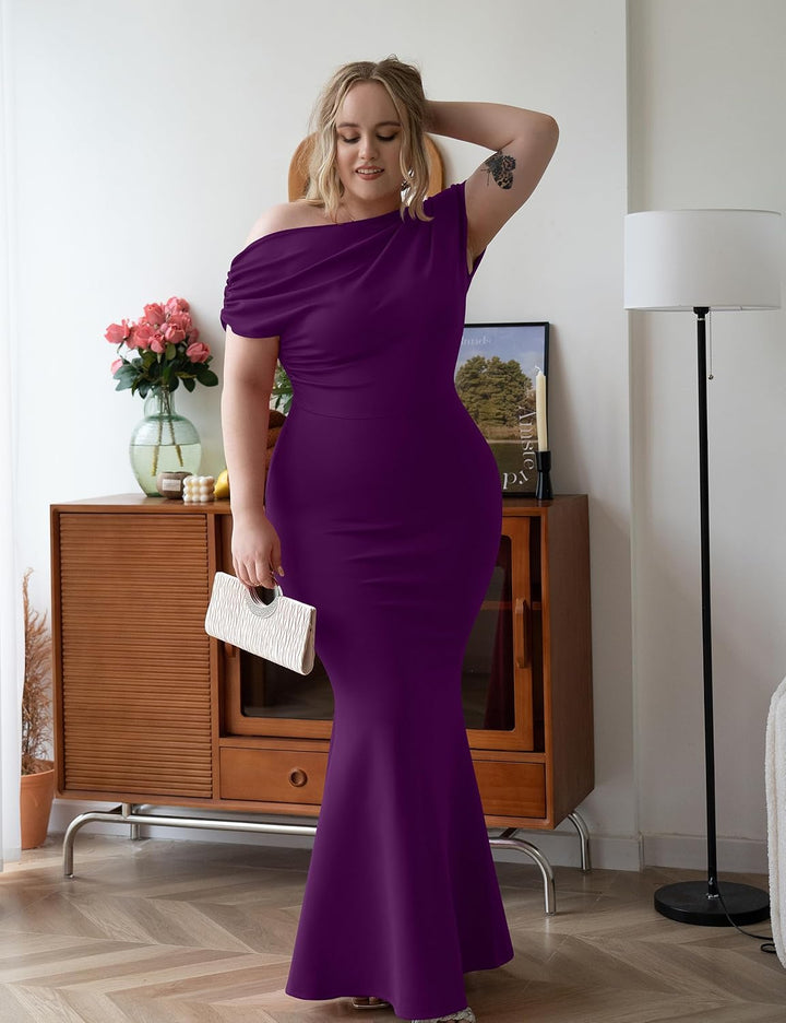 YMDUCH Women's Elegant Sleeveless Off Shoulder Bodycon Long Formal Party Evening Dress