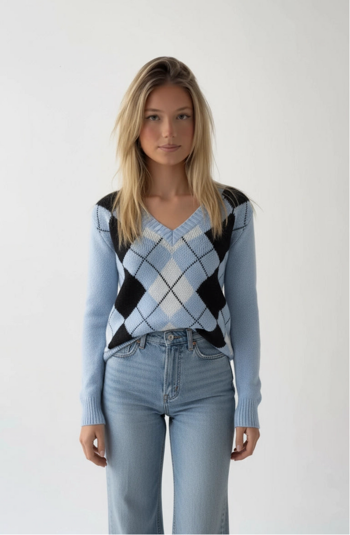 Lieve - Trendy V-Hals Gebreide Trui