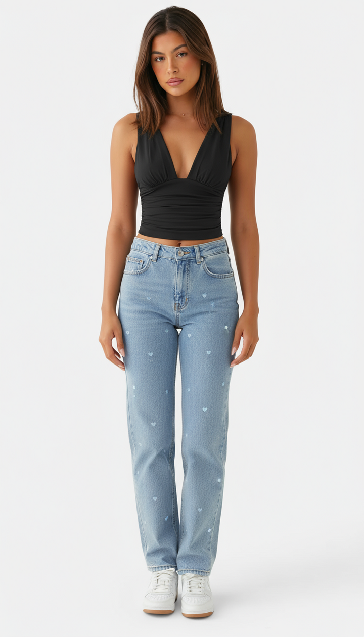 Giselle - Stijlvolle V-hals Mouwloze Top