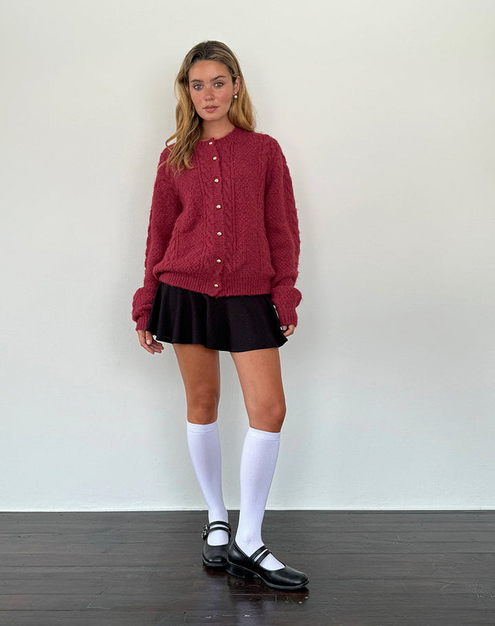 Giselotte - Warme Gebreide Cardigan met Parelknopen