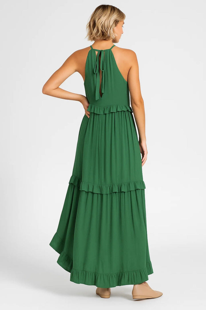 Lange jurk met ruches | Wijde pasvorm | Lichte stof