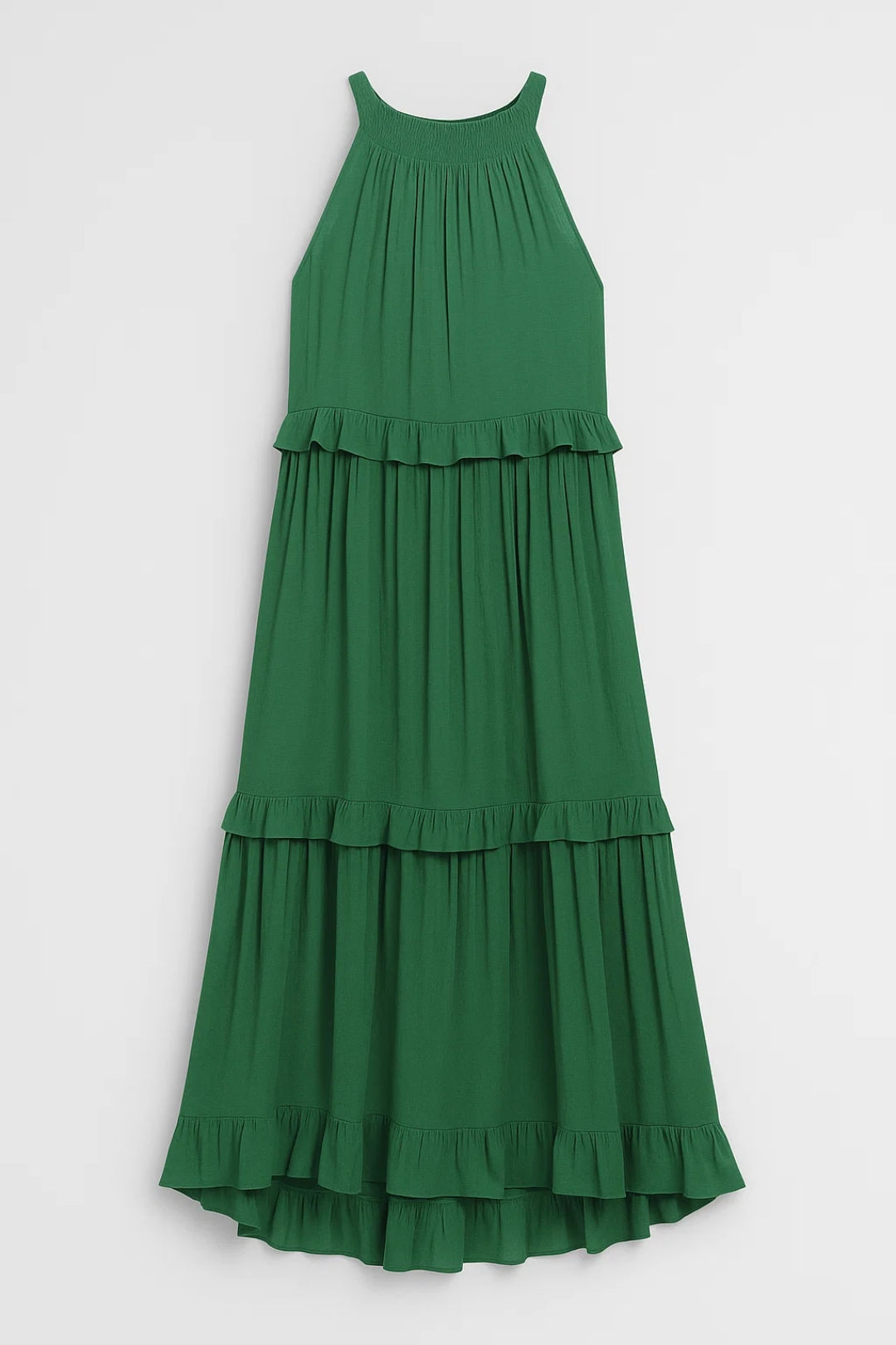 Lange jurk met ruches | Wijde pasvorm | Lichte stof