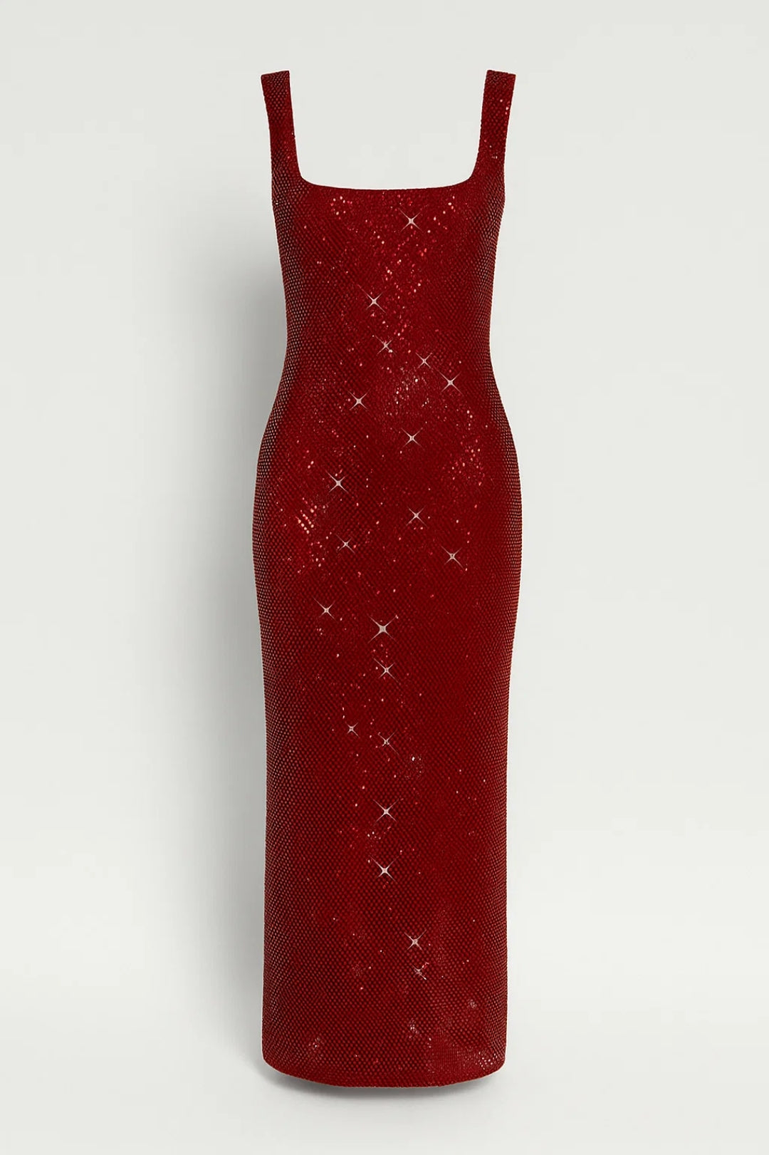 Lange aansluitende jurk met pailletten | Vierkante halslijn | Elegant en glinsterend