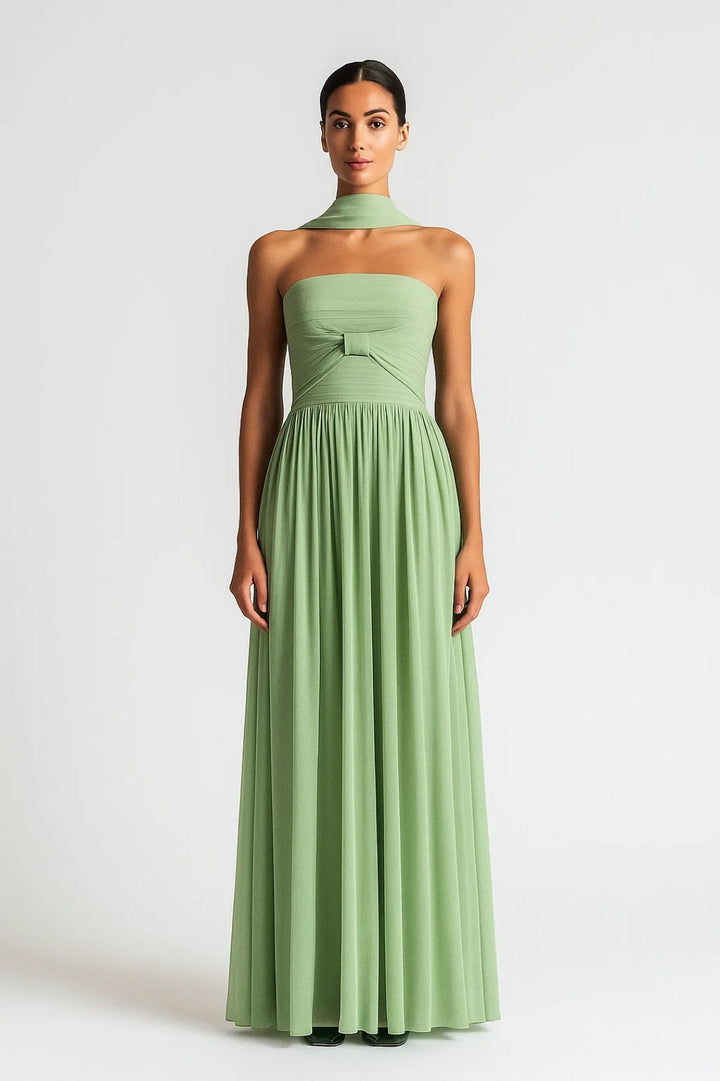 Lange galajurk met sjaal | Strapless | Elegante, vloeiende rok