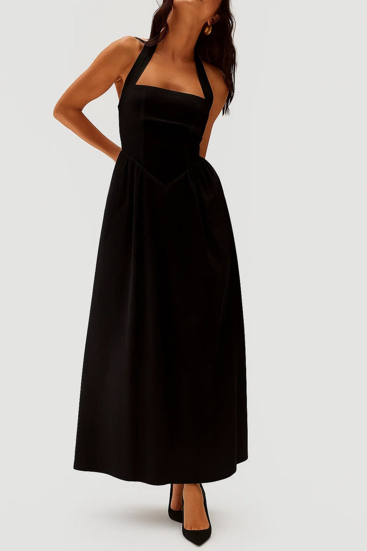 Lange elegante jurk met halterhals