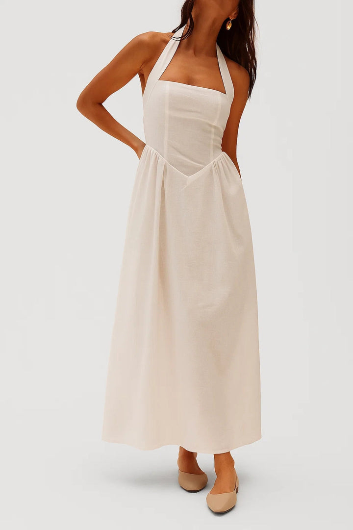 Lange elegante jurk met halterhals