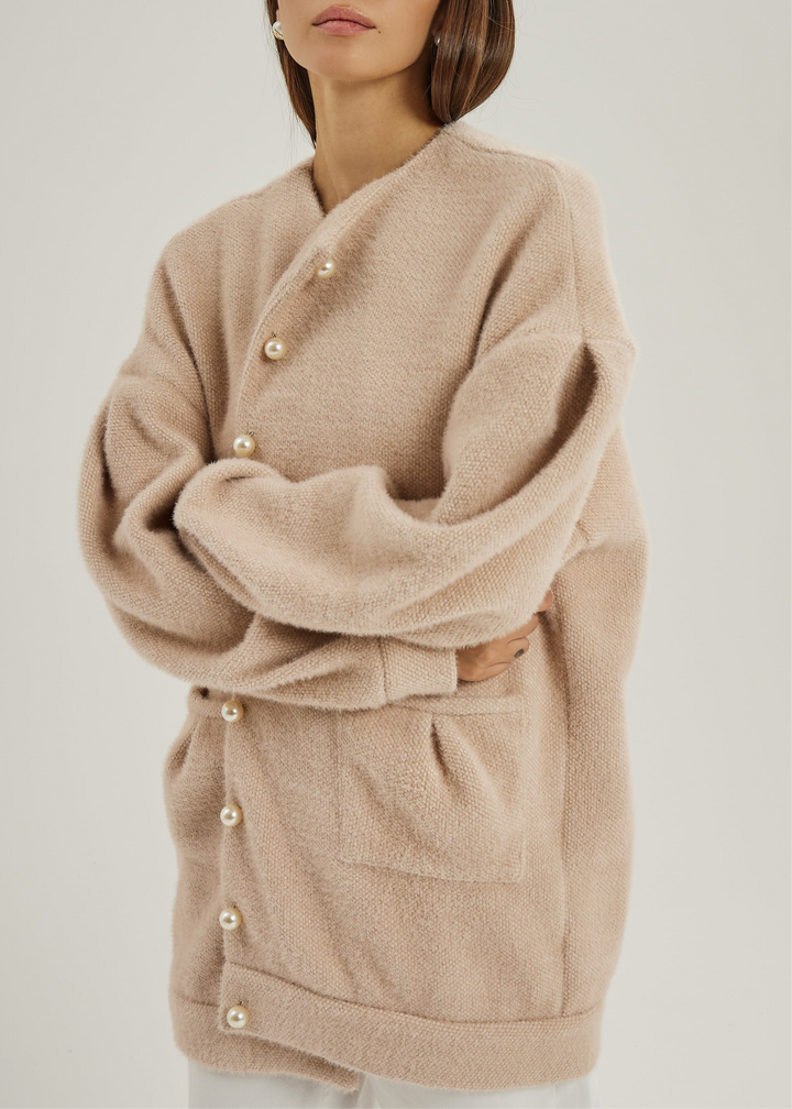 Corrine Cardigan Coat met Parelknopen | Blush