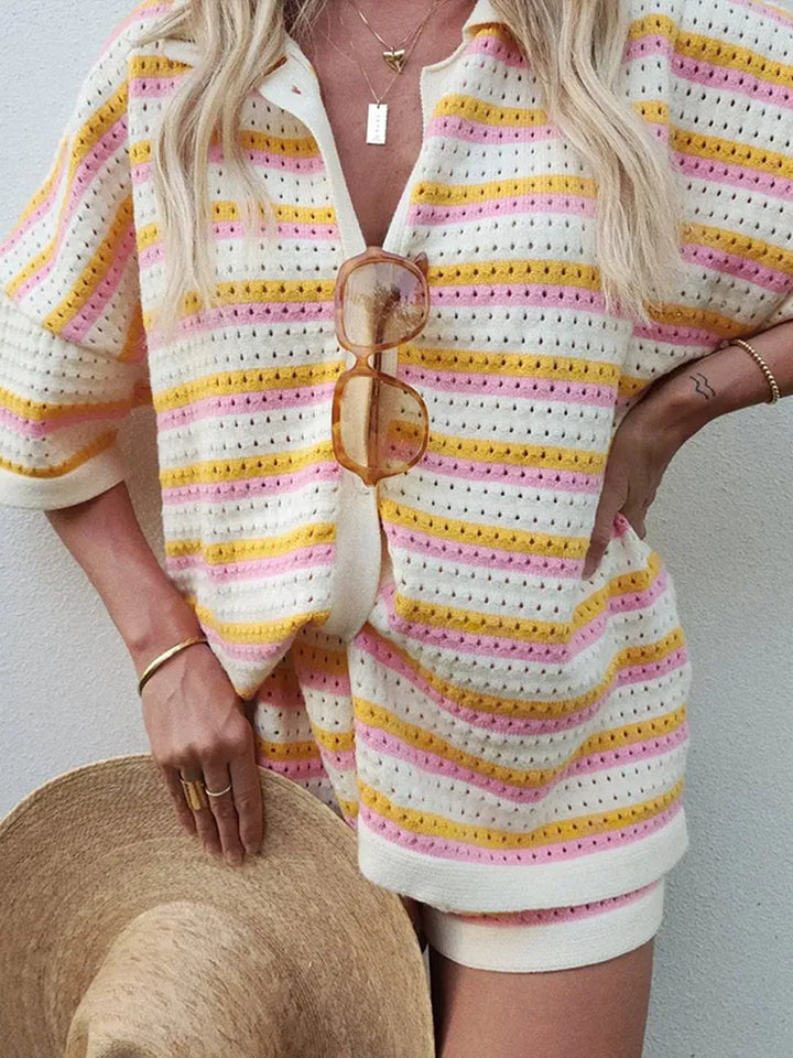 Fayelle - Casual Gestreepte Tweedelige Set
