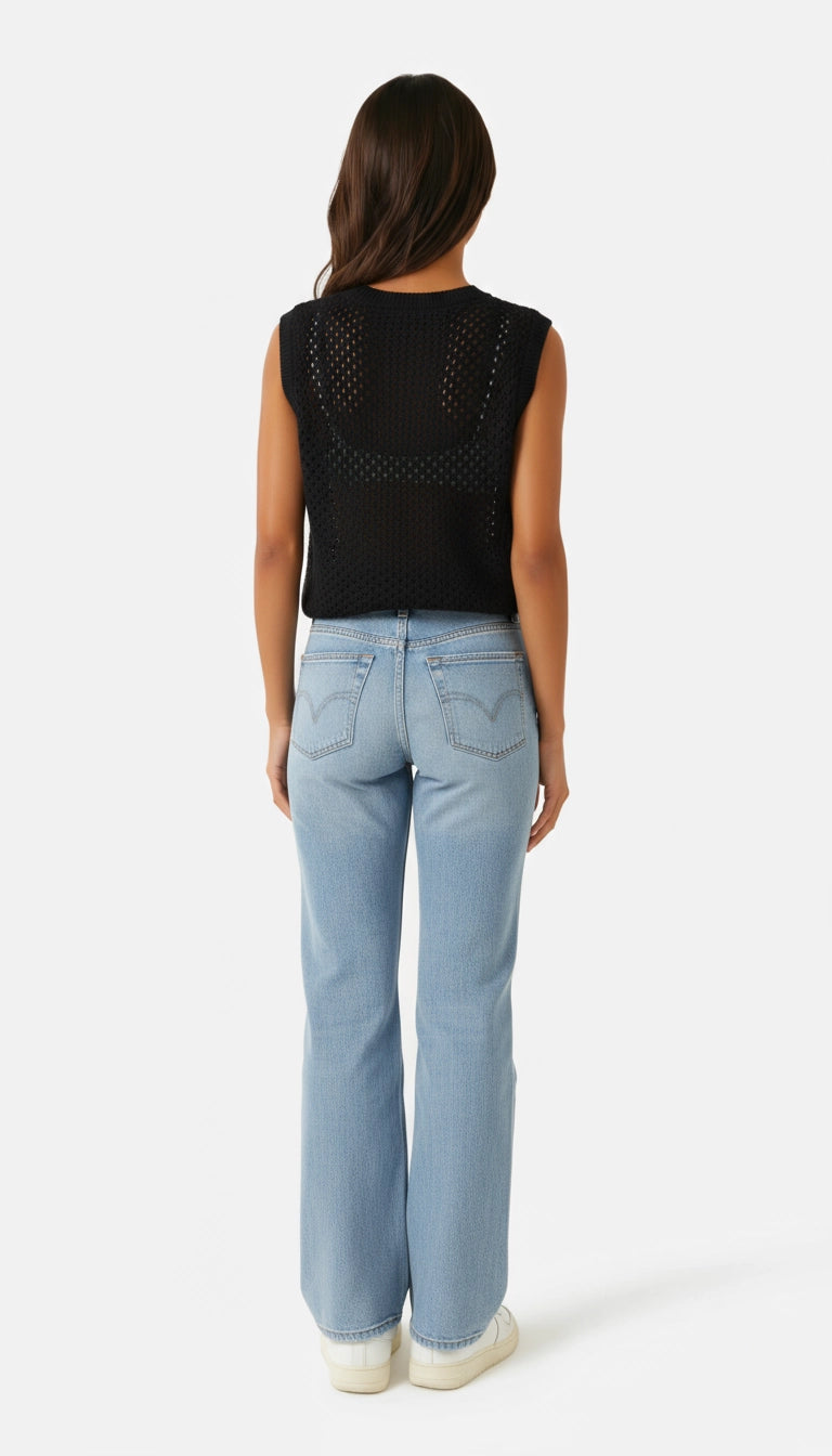 Danique - Mouwloze Gebreide Trui met Ronde Hals