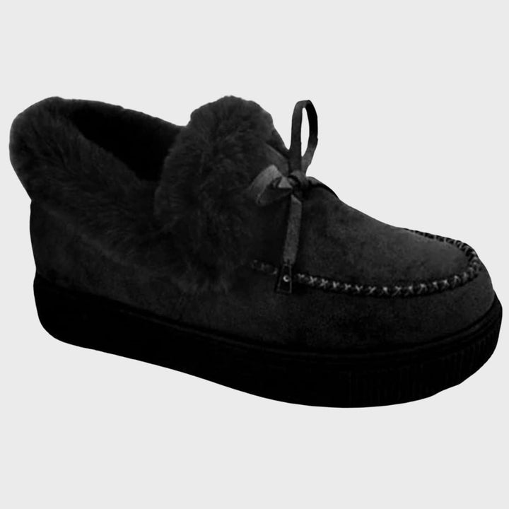 Damespantoffels met voering en strikdetail