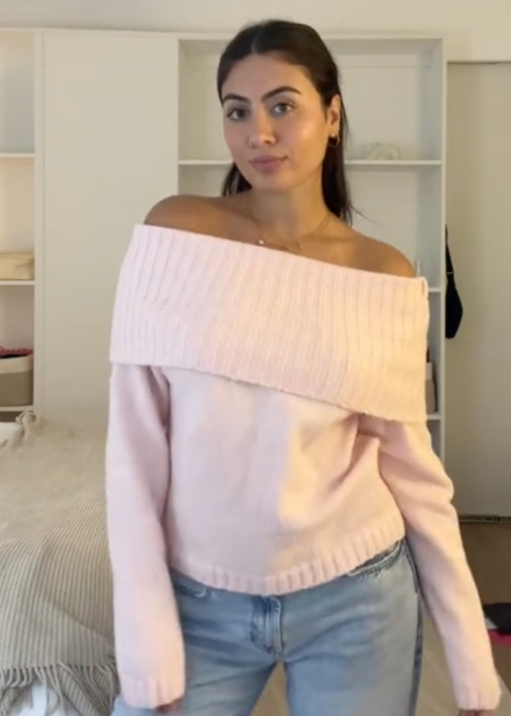 Elena - Off-Shoulder Gebreide Sweater