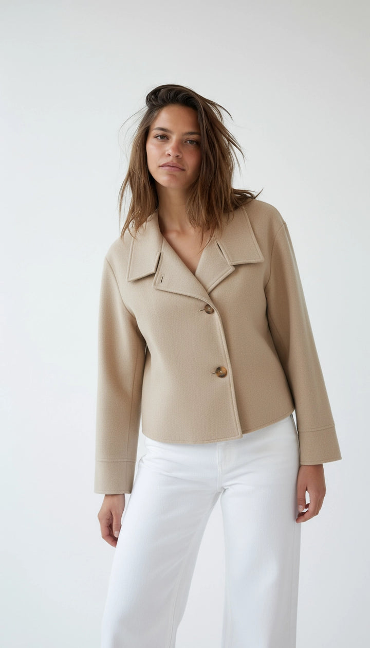 Elise – Luxe Breasted Korte Jas